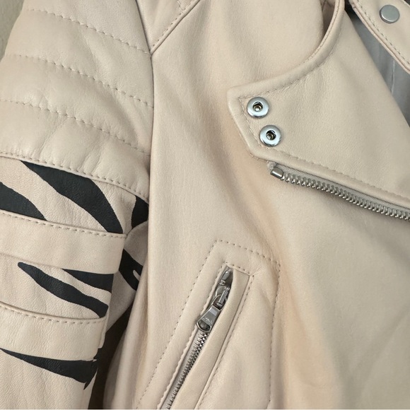 NWT 3.1 Phillip Lim nude zebra striped peplum motorcycle leather jacket … - Picture 8 of 13